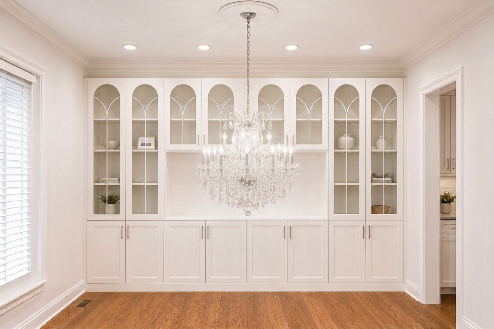 Dining room custom glass cabinet by Coastal Precision CNC