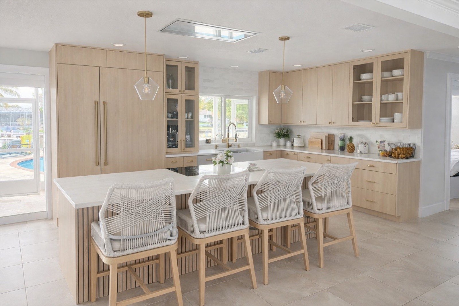 Custom white oak kitchen island by Coastal Precision CNC
