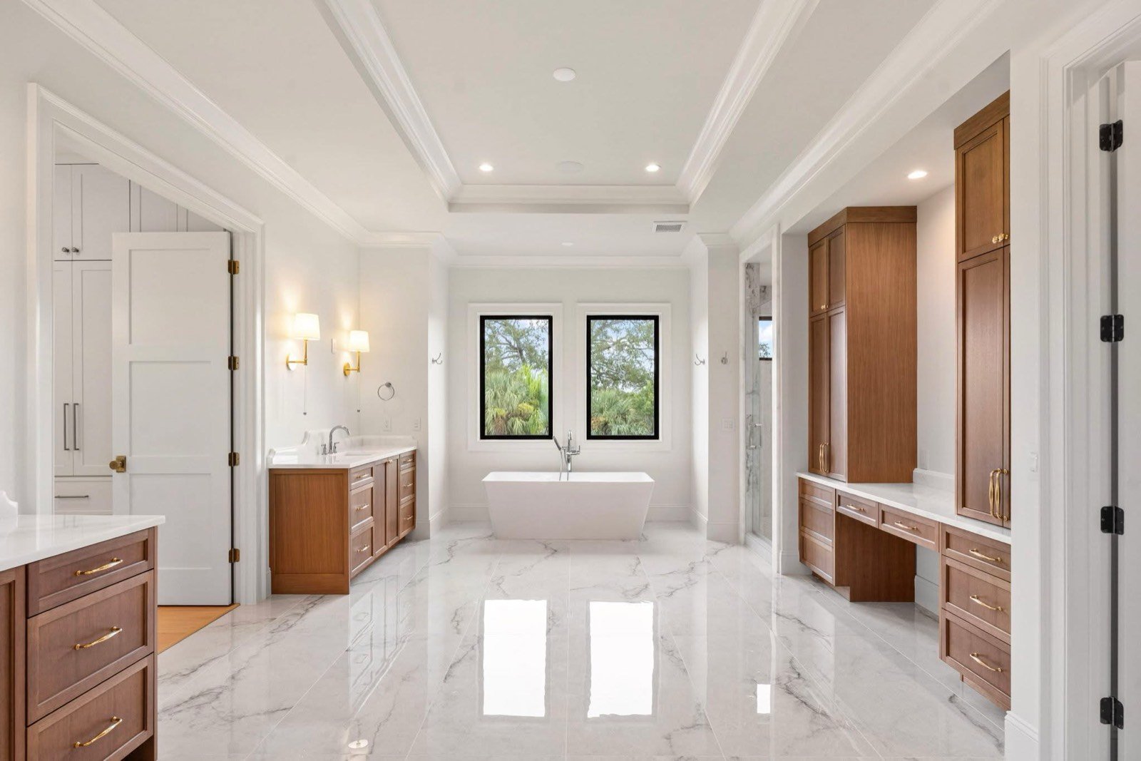 Primary bathroom his and hers vanities by Coastal Precision CNC