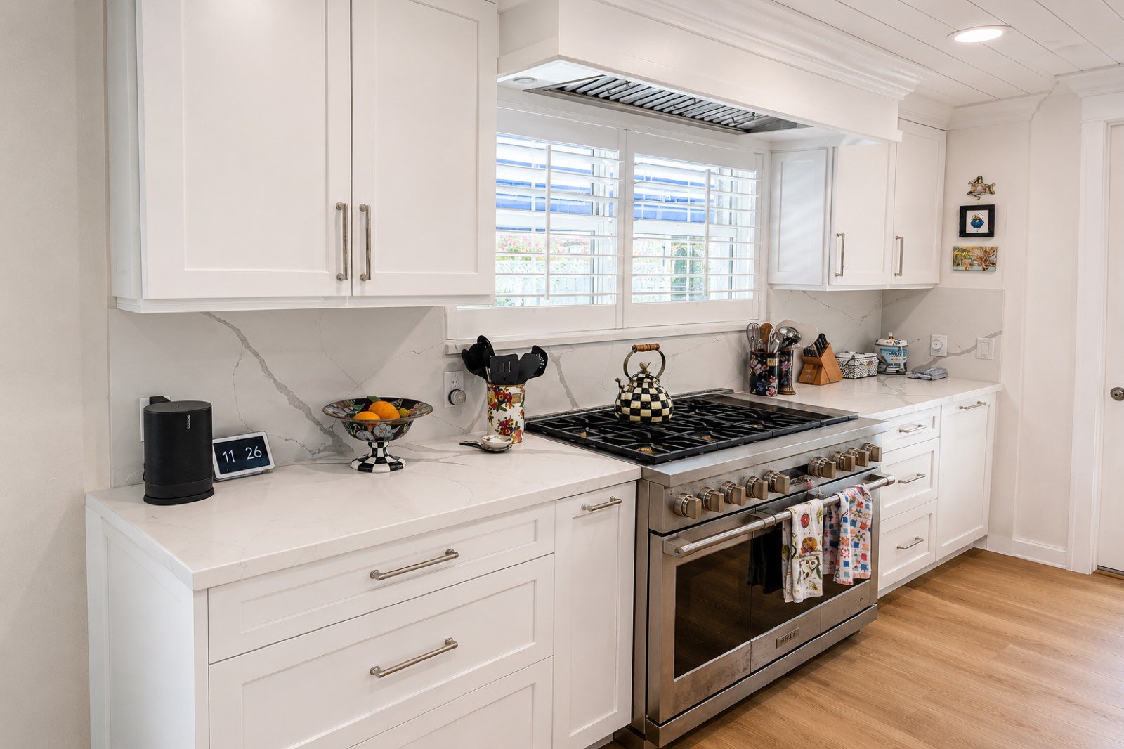White shaker kitchen cabinets by Coastal Precision CNC